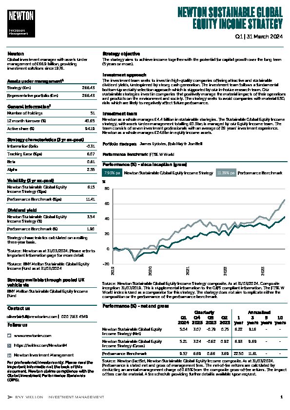 UK Inst Sustainable Global Equity Income strategy factsheet