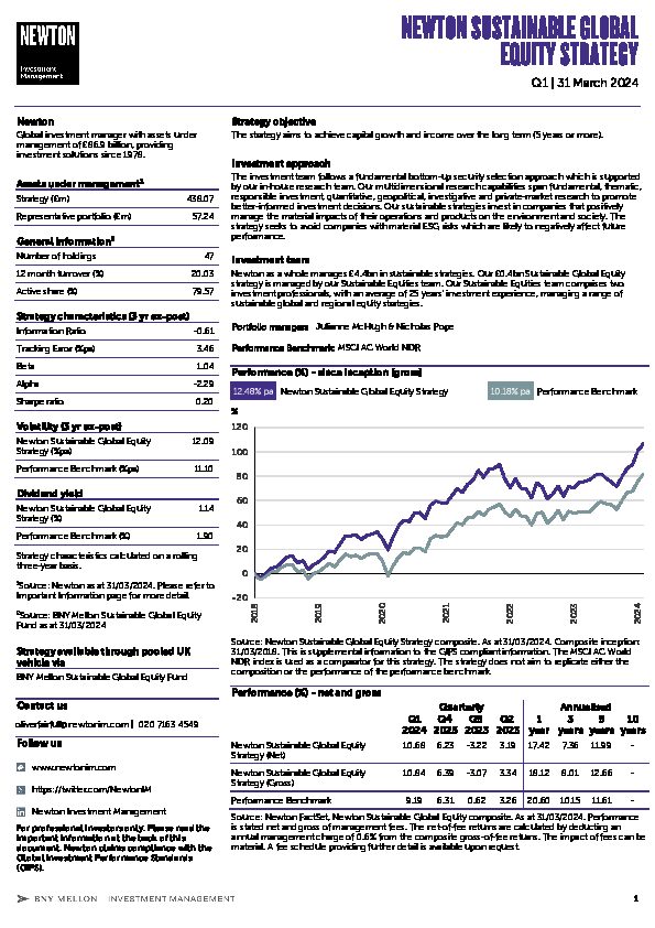 UK Inst Sustainable Global Equity strategy factsheet