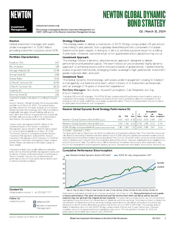 NIMNA Global Dynamic Bond strategy factsheet