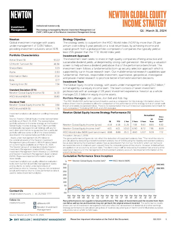 NIMNA Global Equity Income strategy factsheet