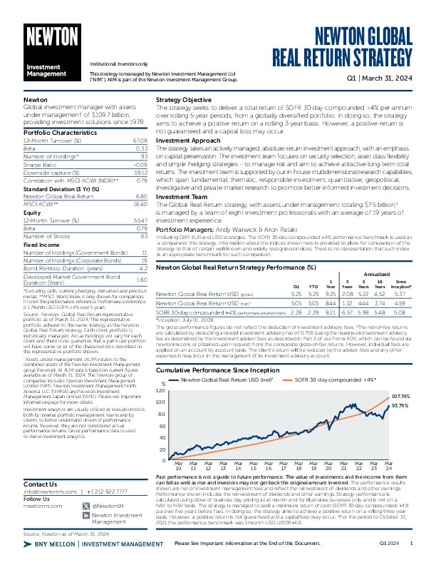 NIMNA Global Real Return strategy factsheet