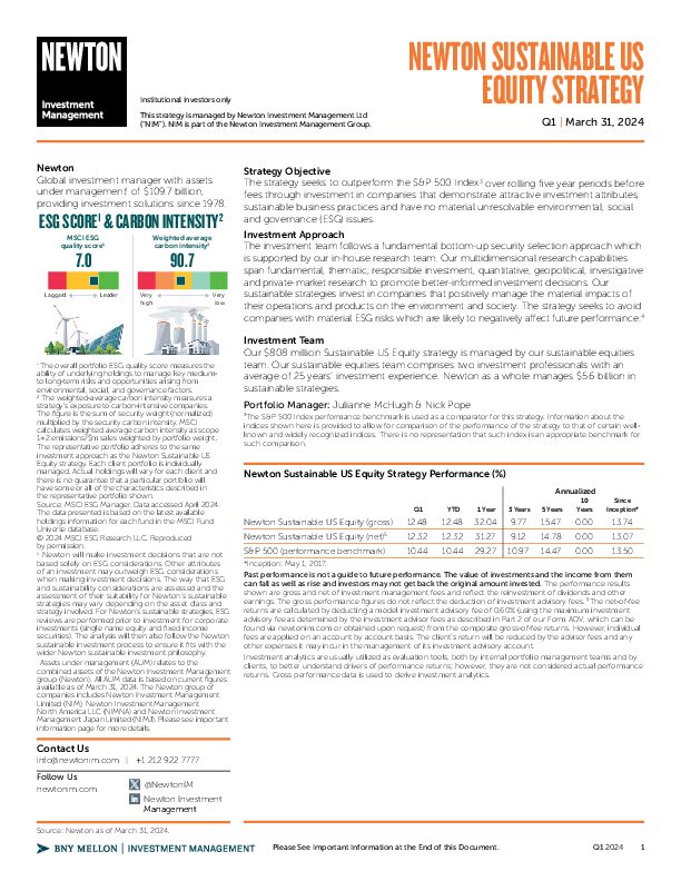 NIMNA Sustainable U.S. Equity Factsheet